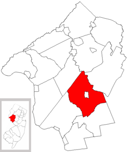 Map of Hunterdon County highlighting Raritan Township